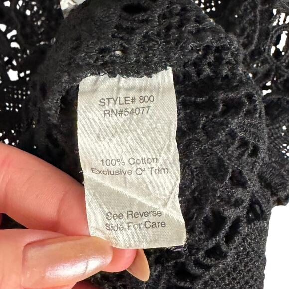 NWT CAbi Black Sleeveless Embroidered Lace Peplum Sheer Zip Top Medium Elegant - Picture 8 of 13